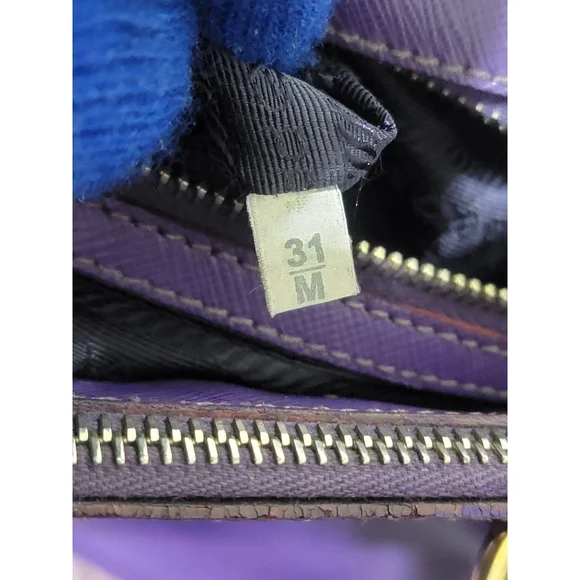 Prada Saffiano Leather Small Galleria Double Zip Tote Satchel Bag Purple - Picture 5 of 15